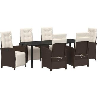 vidaXL Conjunto De Comedor De Jard&iacute;n 7 Pcs Marr&oacute;n Rat&aacute;n Sint&eacute;tico Vidaxl
