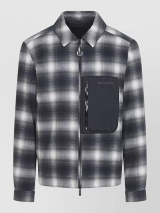 Moncler cornisello check shirt jacket zip pocket