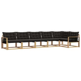 vidaXL Conjunto De Sof&aacute;s De Exterior Con Coj&iacute;n 6 Pcs Blanco Y Negro Vidaxl