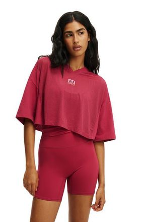 Cotton On Womens Active Mesh Cropped Graphic Tee in Velvet Cherry at Nordstrom, Size X-Large
