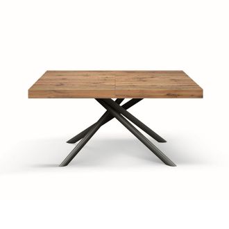 Konte Design Mesa de madera, efecto roble, base antracita, ext.140&times;90-220x90cm