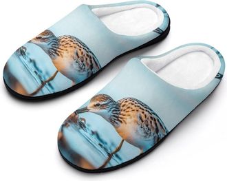 Generic Long-billed Curlew Womens Cotton Slipper Comfortable Cozy Plush Slippers Anti-Skid Indoor House Closed Toe Shoes