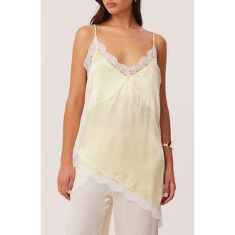 SNDYS Toni Lace Trim Asymmetric Camisole in Sour Lemon at Nordstrom, Size X-Small