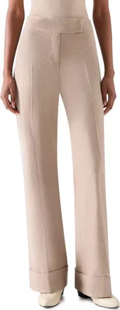 Akris Milly Wool Flannel Wide Leg Pants in Oat at Nordstrom, Size 16