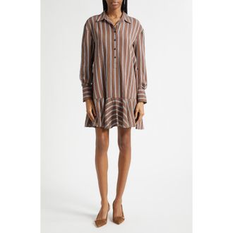 Veronica Beard Azriel Long Sleeve Shirtdress in Dark Mocha at Nordstrom, Size 00