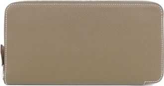 Herm&egrave;s Etoupe Gray Epsom Leather Silk Long Wallet (Bi-Fold) (Pre-Owned)