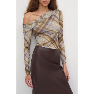 Reformation Elio Cowl Neck Top in Whisper Plaid at Nordstrom, Size X-Small