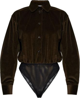 Max Mara Ribfluwelen body - Bruin