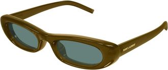 Saint Laurent Shade Plump Zonnebril - unisex - Accessoires - Groen - Maat: 53 MM Nylon