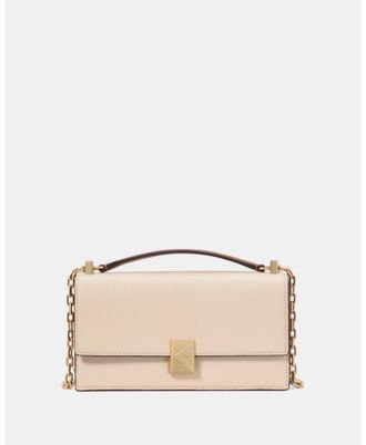 Kate Spade New York Womens Deco Colorblocked Mini Flap Chain Crossbody - Beige Leather - One Size