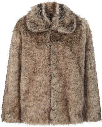 Liu Jo Faux Fur Coat with High Collar and Voluminous Silhouette