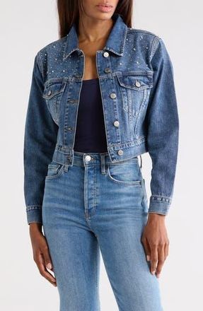 Good American Essential Crop Denim Jacket in Indigo1186 at Nordstrom Rack, Size X-Small