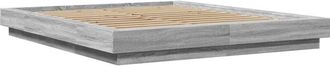 vidaXL Vidaxl - Estructura Cama Con Luces Led Madera Gris Sonoma 150x200 Cm
