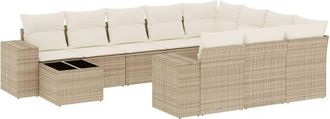 vidaXL Set De Sof&aacute;s De Jard&iacute;n 11pzas Con Cojines Rat&aacute;n Sint&eacute;tico Beige Vidaxl
