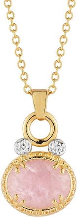 I.Reiss Company 14K 2.50 Ct. Tw. Diamond & Rose Quartz Necklace
