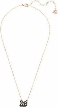 Swarovski Facet Zwaan Ketting - Dames - Accessoires - Zwart - Maat: ONE Size
