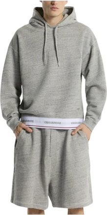 Dsquared2 Hooded Sweatshirt with Rubber Waistband - Heren - Hoodies - Grijs - M - Katoen - Hoodies & sweatvesten