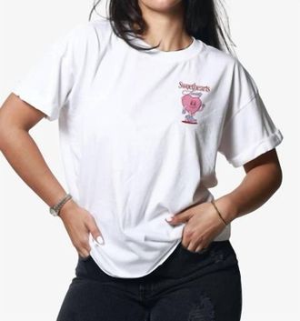 Girl Dangerous Sweetheart Society Boyfriend Tee In Vintage White