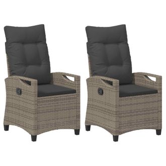 vidaXL Silla De Jard&iacute;n 2 Pcs Gris Y Gris Oscuro 56 X 60 X 112 Cm Vidaxl