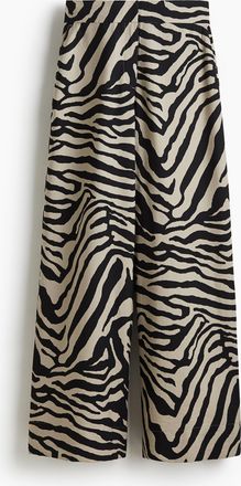 H&M Weite Twillhose - Hellbeige/Zebraprint