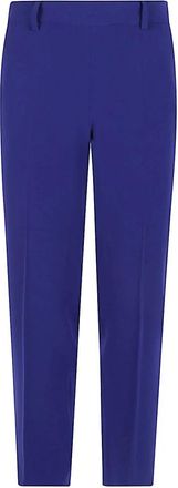 Alberto Biani Blauwe Elastische Taille Broek Rechte Zoom - Dames - Slim Fit Broeken - Blauw - XS - Broeken