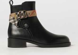 Burberry Stivaletti biker Huntley in pelle con inserti Vintage check