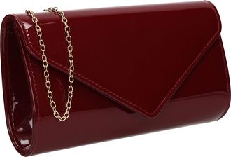 Swankyswans Alisa Patent Party Prom Evening Clutch Bag (Burgundy)