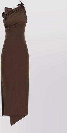 Coperni asymmetric one-shoulder cutout floral-embellished midi dress