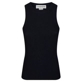 Victoria Beckham Sleeveless Tops, female, Blue, Size: M Tank Top Costina