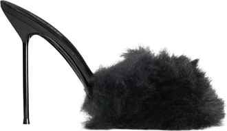 PARIS TEXAS Lidia Furry Mule 105 - - Shoes - Donna - Nero - 40 EU