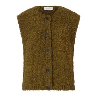 Rich & Royal Crew NK Boucle Vest - Dames - Bodywarmers - Groen - M - Wol - Jassen