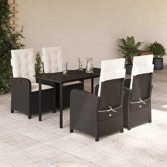 vidaXL Vidaxl - Set Da Pranzo Da Giardino 5 Pz Nero Con Cuscini In Polyrattan