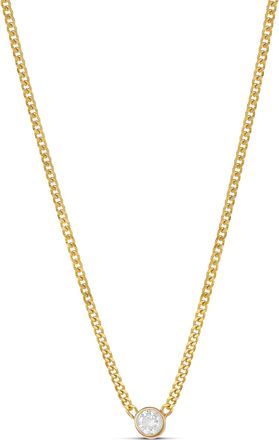 SHYMI Fancy Shape Curb Chain Necklace -.925 Sterling Silver, 14k Gold-Plated - Rhodium Plated, Cubic Zirconia, Adjustable Chain