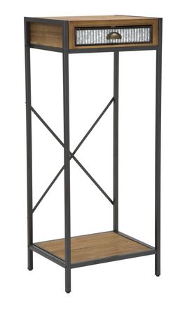 Mauro Ferretti Mesa auxiliar de metal y madera marr&oacute;n con caj&oacute;n cm 50x40x121