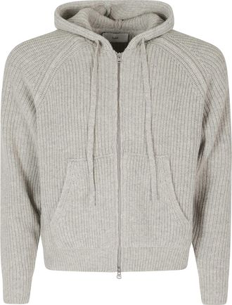 Dunst Grey Hooded Knit Wool Zip-Through Knit