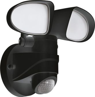 Loops IP44 Outdoor Wall Light & PIR Sensor Black Plastic 6W Built in LED Lamp