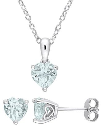 Rina Limor Silver 1.95 Ct. Tw. Aquamarine 2Pc Jewelry Set
