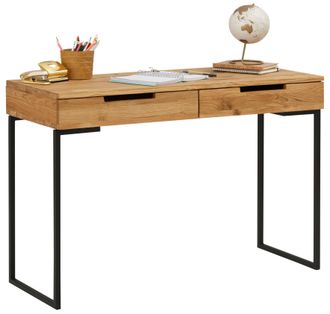 HOME AFFAIRE Schreibtisch Masse (B/T/H): 110/45/76 cm, Laptoptisch, Eichenholz, mit 2 Schubladen, filigranes Metallgestell