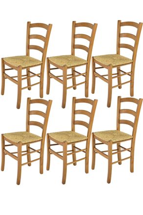 Tommychairs Tommychairs 6 Sillas Venice En Haya Roble Y Asiento En Paja