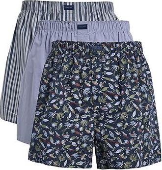 Tommy John Woven Boxers 3-Pack Mens Underwear Fishing Lures/Voyager Stripe/Silver Bullet : 2XL (44-46 Waist), Cotton