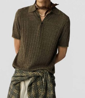 Guest In Residence Short Sleeve Teddy Polo In Chestnut