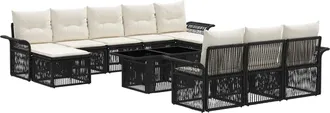 vidaXL Conjunto De Sof&aacute;s De Jard&iacute;n 11 Uds. Negro Y Blanco Crema Vidaxl