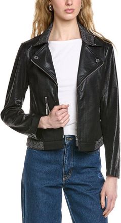 Joseph Ribkoff Knit & Vegan Leather Jacket