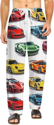 Generic Sports Car Pattern Mens Personalised Pyjama Bottoms Funny Lounge Trousers Soft Nightwear Pants for Men Women