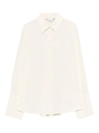 Max Mara Blouse met puntige kraag - Beige
