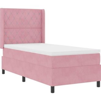 vidaXL Box Spring Bed with Headboard Pink 90 x 200 cm Velvet vidaXL