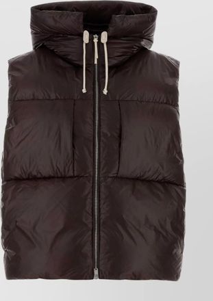 Jil Sander hooded quilted down jacket drawstring detail