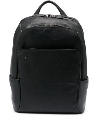 Piquadro logo-detail leather backpack - Black