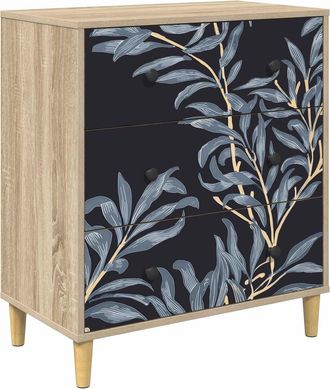 vidaXL Cajonera Dokkum Estampado De Helecho Azul 66 X 36,5 X 75 Cm Vidaxl