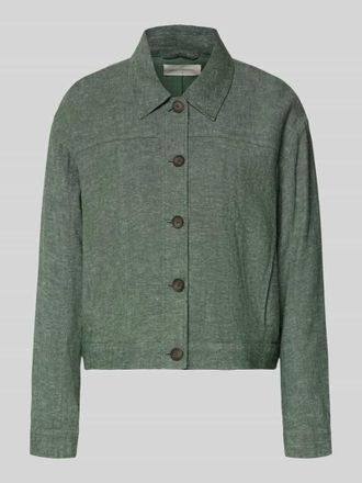 Moss Copenhagen Jacke aus Leinen-Mix mit Kentkragen Modell Viana Ginia in Khaki, Gr&ouml;&szlig;e XL